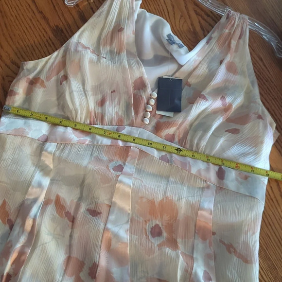NWT Ann Taylor 100% Silk Pastel Floral Print Sheer Lined Midi Sleeveless Dress - Picture 7 of 8